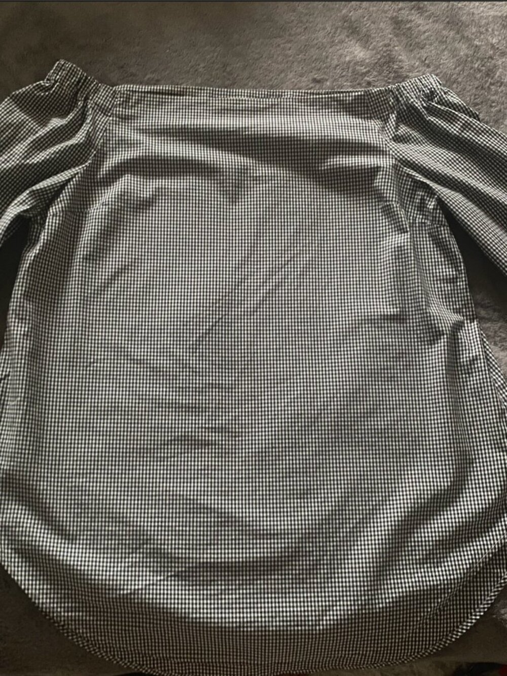 100% Cotton Babaton Off-the-Shoulder Black & White Gingham Top - Picture 2 of 3